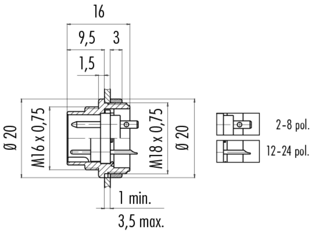 09-1583-00-07 Binder Разъём папа, контакты: 7 DIN, 5A, IP40