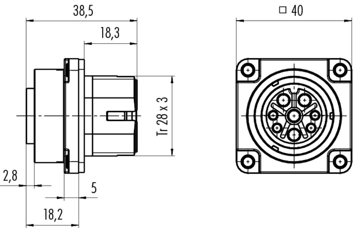 Ip69. Разъем байонет 8 контактов. Чертеж разъема.