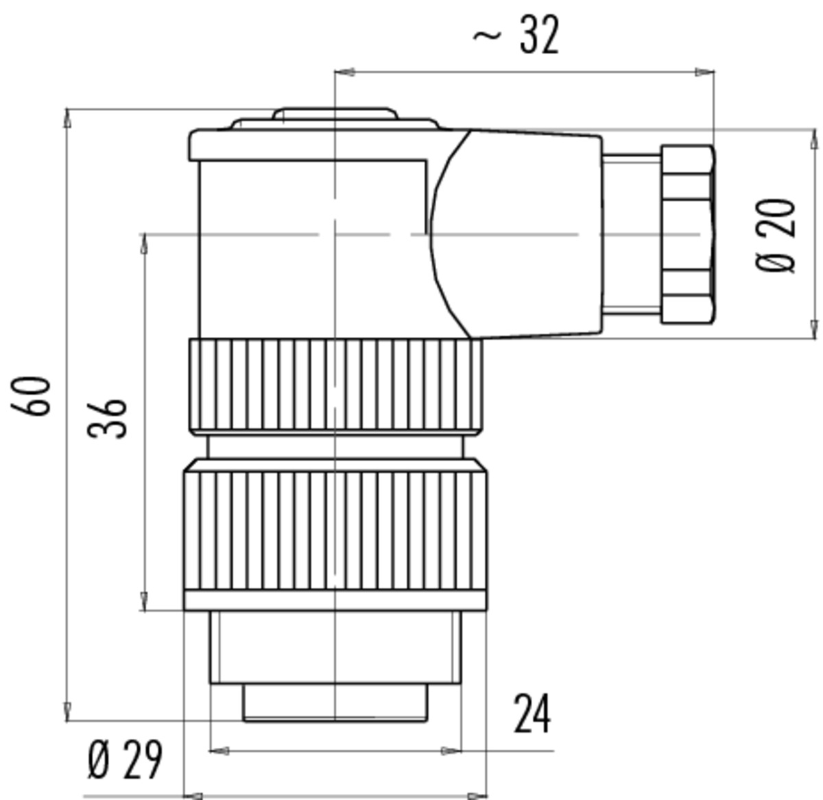 99 0217 70 07 Binder (99-0217-70-07, 9902177007) Угловой круглый разъём,  контакты: 6+PE, папа, 10A, 250 В, выводы: винтовой зажим, тип монтажа: на  кабель, IP67, без экранирования, RD 24 Locking