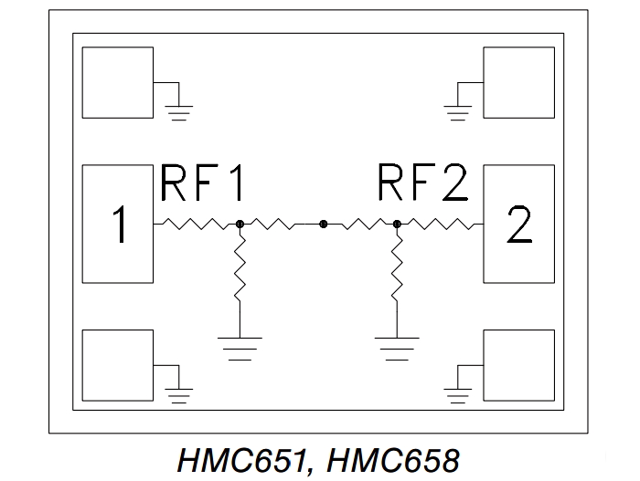 Функциональная схема микросхемы с двумя T-образными аттенюаторами